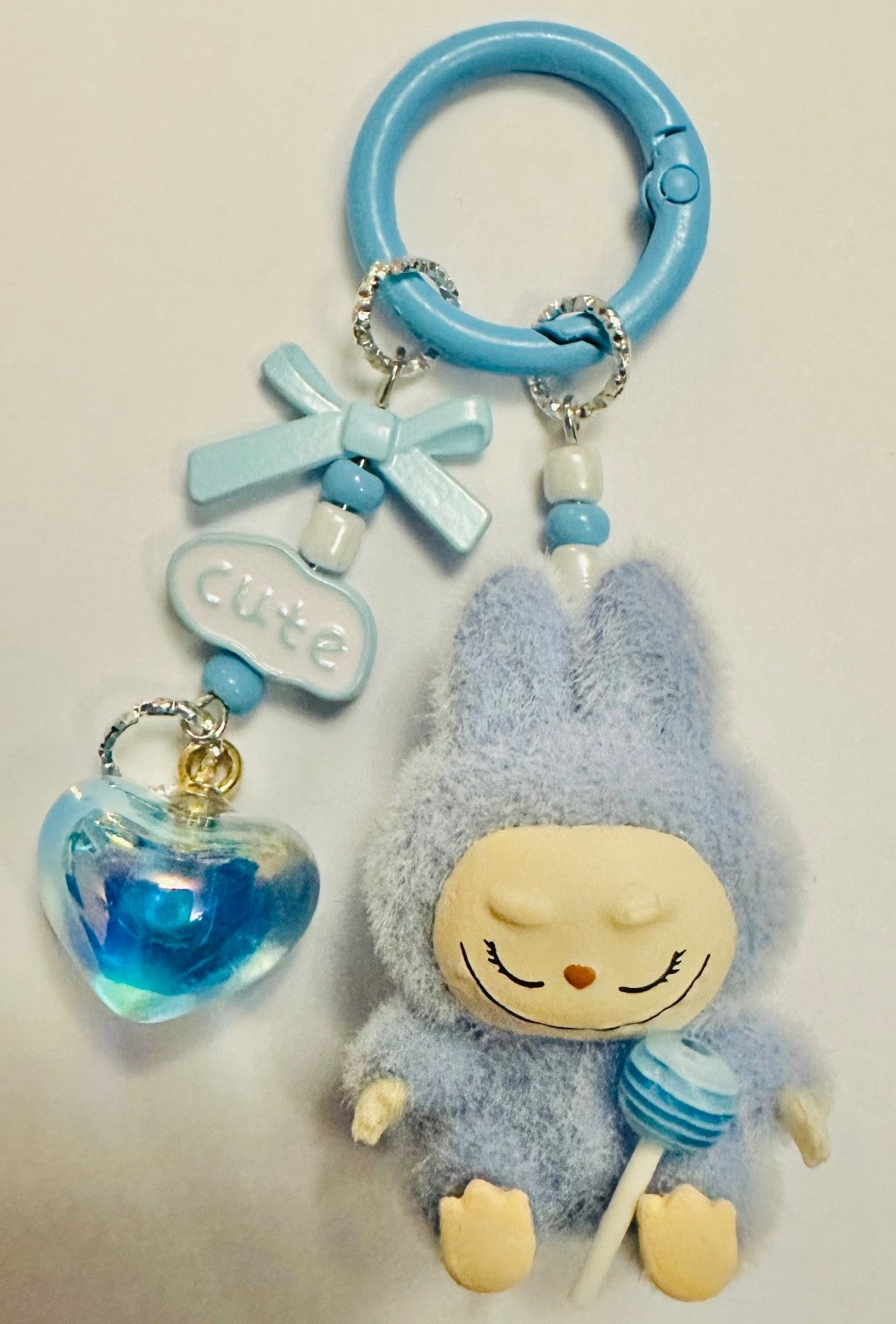 Monster lolipop La # Bu Keyring 3D Heart Charms Kawaii Doll Teddy Keychain Bag