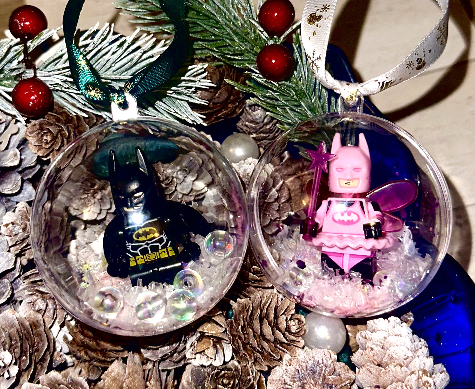 Christmas Pink Batman Mini Figure Bauble Hanging Snowflake Tree 3D Handmade Gift