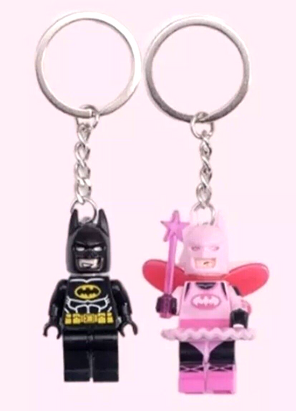 3D Fairy Batman 2 Couples Keyring Pink Batgirl DC Bag Charm Car Chain Key Gift
