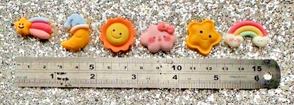 Card Craft Embellishment Cloud Moon Flatback Cabochons Nursery Rainbow Sun Star