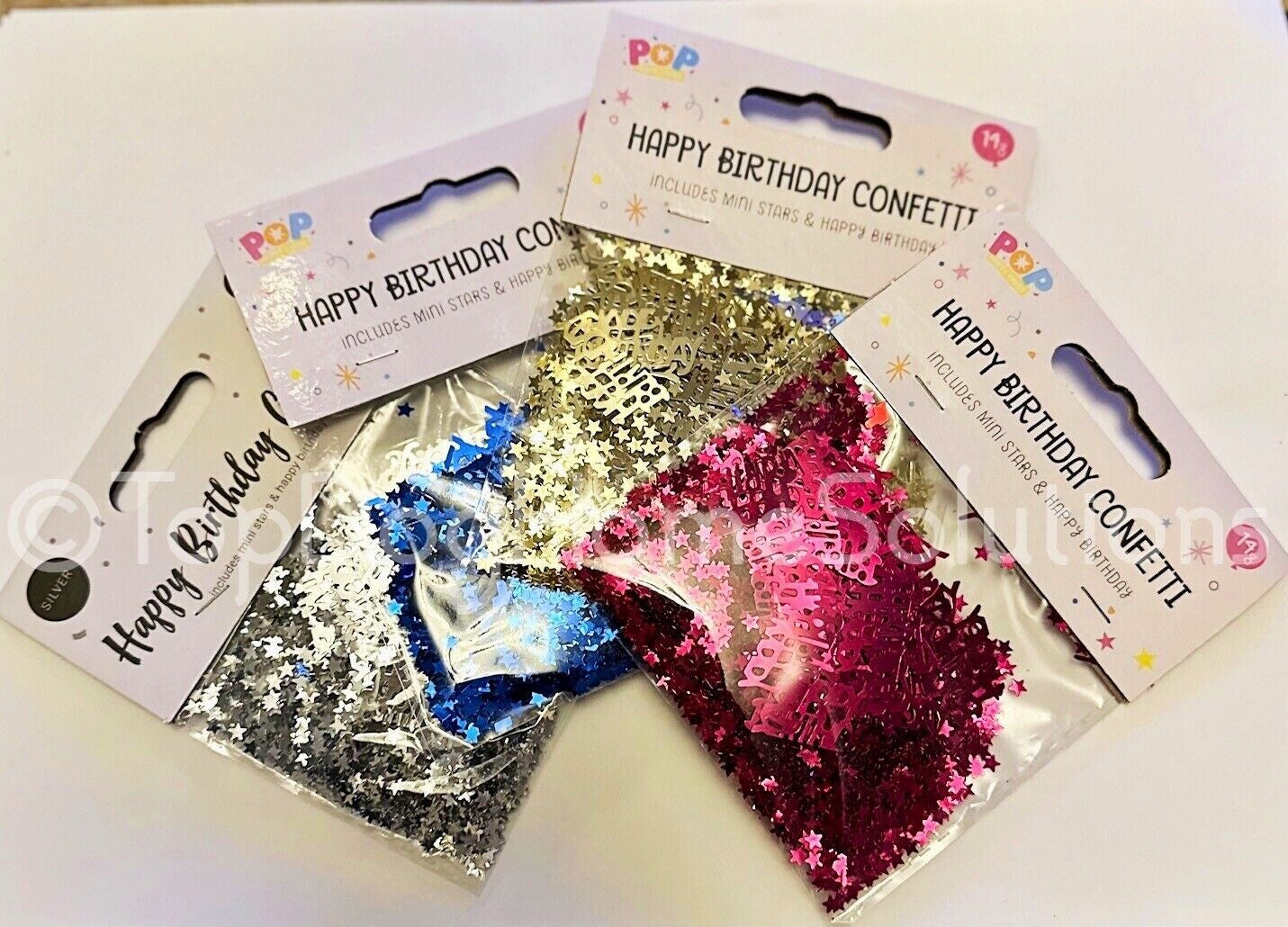 Happy Birthday table confetti scatter Party Blue Pink Gold silver celebrate