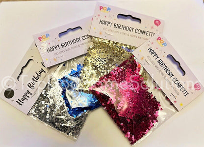 Happy Birthday table confetti scatter Party Blue Pink Gold silver celebrate