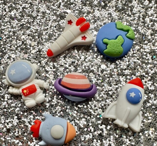 Space Man Flat back Resin Cabochon Embellishment Planet Rocket Earth Craft Galax