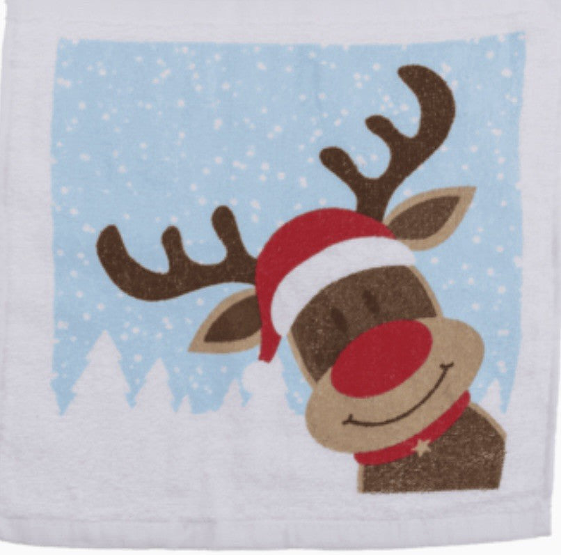 Christmas Magic Flannel Face Santa Rudolph Towel cloth Kids Bath Wash Xmas