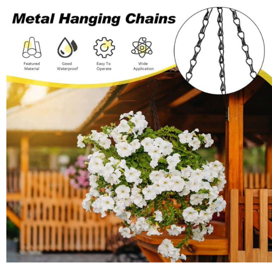 2 x 21 " Inch Hanging Basket Chain 3 strand 53 Cm Black Strong Garden 9kg plants