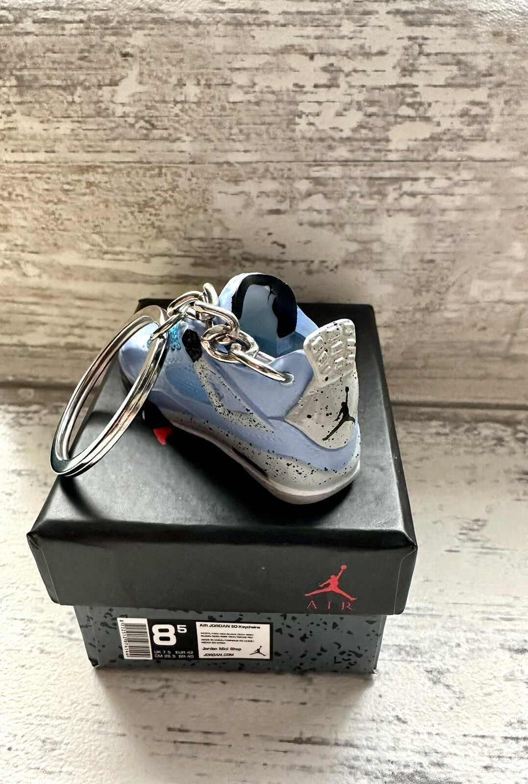 Mini Nike Jordan 4 3D Trainer sneaker Keyring Blue shoe Gift Box Christmas key