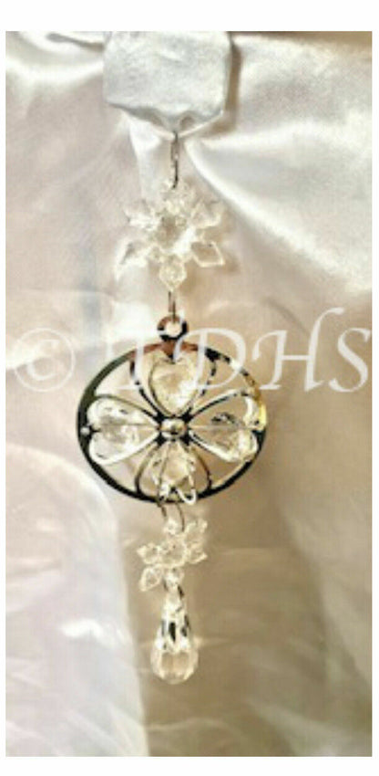 Silver Crystal Hanging home Decoration bell star Hearts diamond Acrylic Ribbon