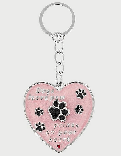 Dog paws Keyring car key Love pink Heart Metal Animal Gift charm Bag Valentines
