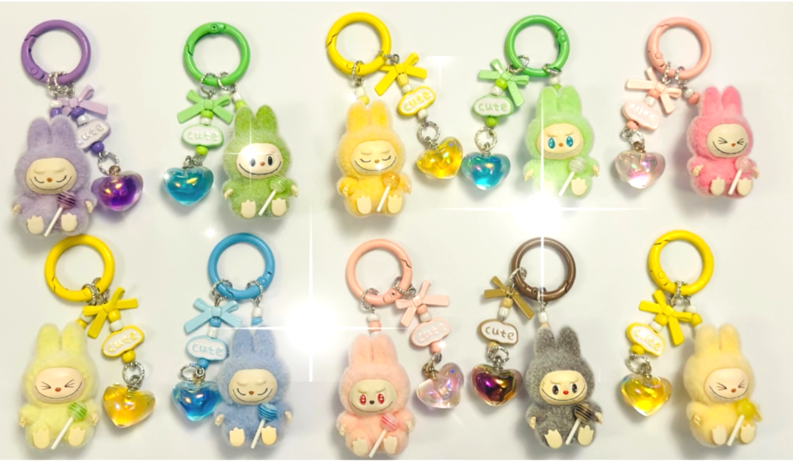 Monster lolipop La # Bu Keyring 3D Heart Charms Kawaii Doll Teddy Keychain Bag