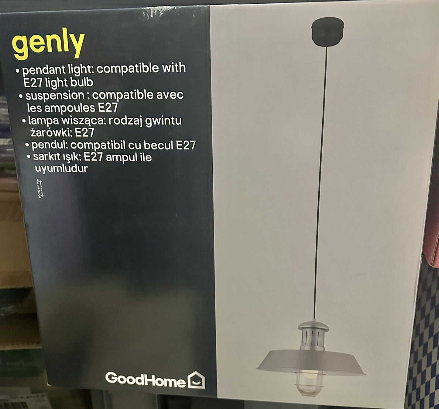 B & Q Silver Pendant Light Ceiling  Lamp Fitting (Dia)390mm 6816 E27 Genly
