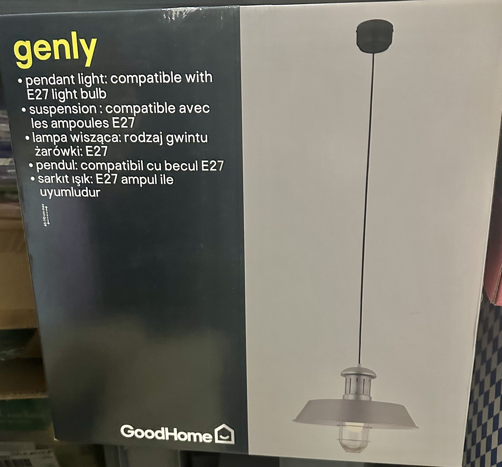 B & Q Silver Pendant Light Ceiling  Lamp Fitting (Dia)390mm 6816 E27 Genly