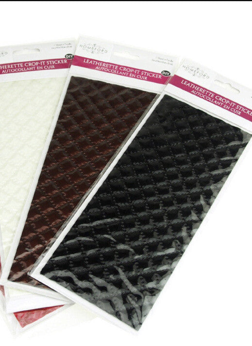 Leatherette Black Self Adhesive Sticky Sheet Diamond 10cm X 25cm Craft paper