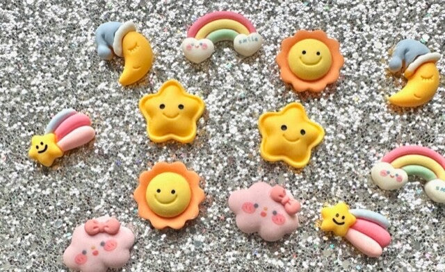 Card Craft Embellishment Cloud Moon Flatback Cabochons Nursery Rainbow Sun Star