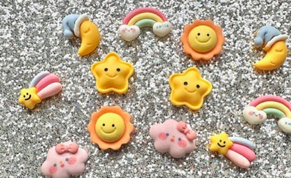 Card Craft Embellishment Cloud Moon Flatback Cabochons Nursery Rainbow Sun Star