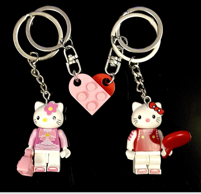 2 Cute Hello Kitty Spiderkitty Spider Man Set Pair Keyring Hearts Couples