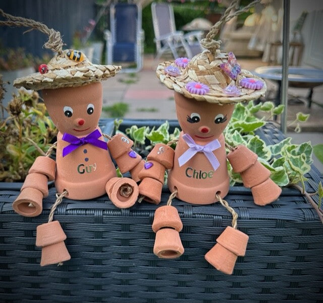 Flower Plant Pot Men Lady Terracotta Bill Ben Garden Ornament Mum personalise