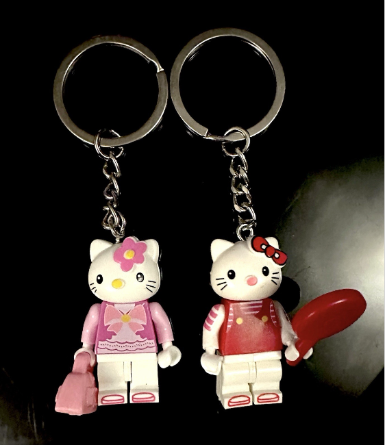 2 Cute Hello Kitty Spiderkitty Spider Man Set Pair Keyring Hearts Couples