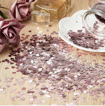 Valentines Heart Pink Table Confetti Metallic Shiny Reusable Decoration 30g