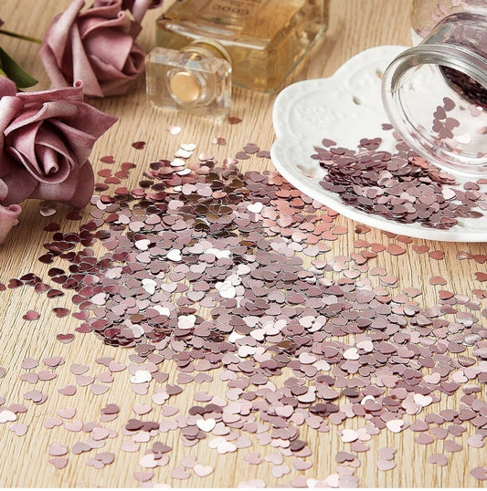 Valentines Heart Pink Table Confetti Metallic Shiny Reusable Decoration 30g