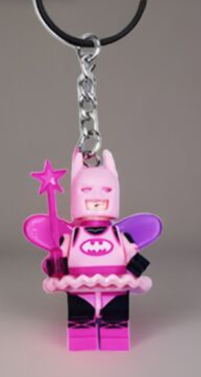 Batman Figure Keyring Couples Love Pink Batgirl Mini DC Bag Charm Gift Car Key