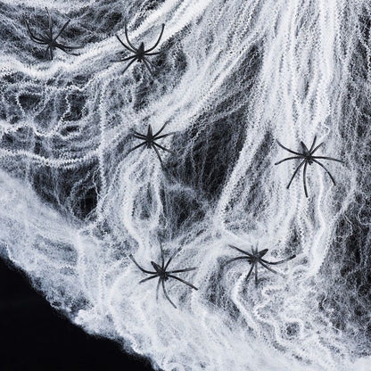Halloween Spiders Web CobWeb spooky stretchy 8 Spiders table decoration display