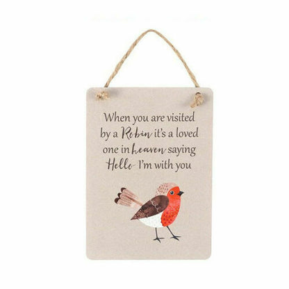 Winter Red Robin Mini Hanging Wooden Sign kitchen hall bereavement love Gift
