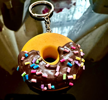 3D Donut Keyring Food Sweet Gift Cute Pink Chocolate sprinkles Car Key Chain