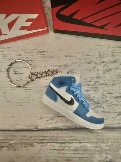Nike Mini Jordan 3D Trainer sneaker Keyring Blue White Gift Christmas Car Keys
