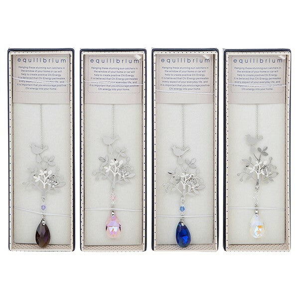 3D Little Birds Suncatcher silver window hanging crystal glass Gift boxed