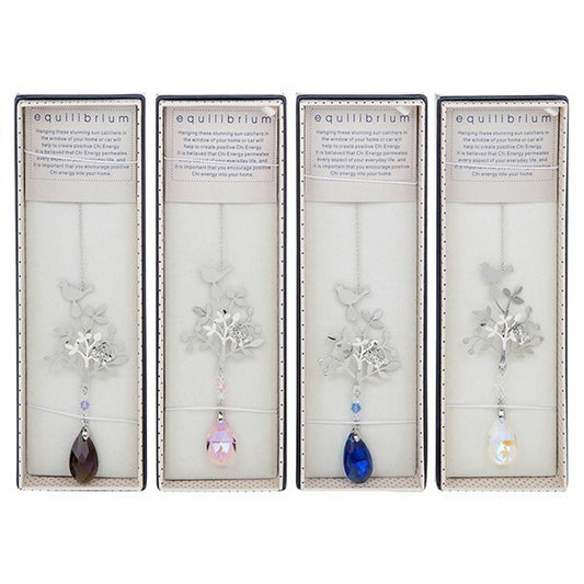 3D Little Birds Suncatcher silver window hanging crystal glass Gift boxed