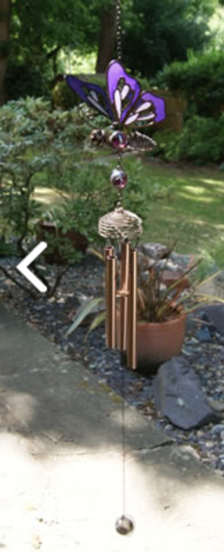 Butterfly Sun Catcher glass Wind Chime Hanging Home Garden zen Purple Pink Blue 