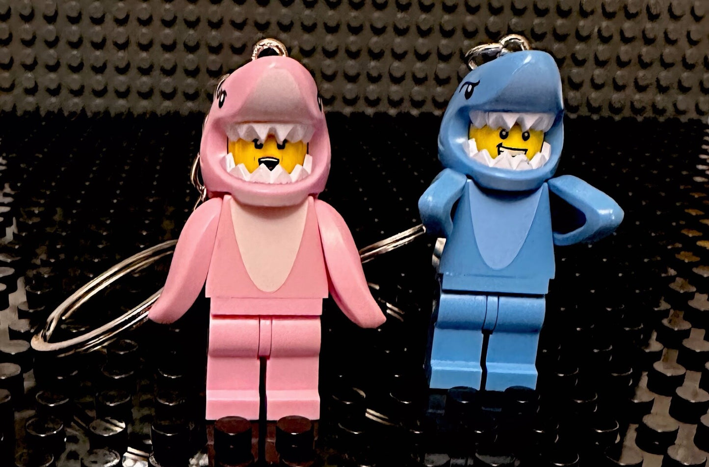 Couples matching Valentines Blue & Pink Shark suit Man Girl Keyring Car keys