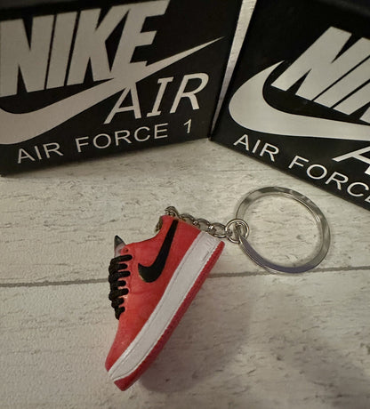 Nike Air Force 1 3D Trainer sneaker Keyring Red shoe Mini Low Gift Box Car key