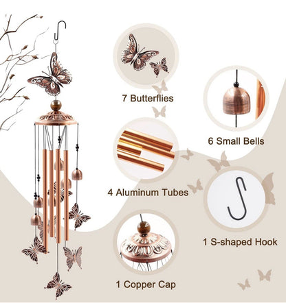 Animal Cat Dog Wind Chime Turtle Butterfly Outdoor Metal Home Patio Porch Garden