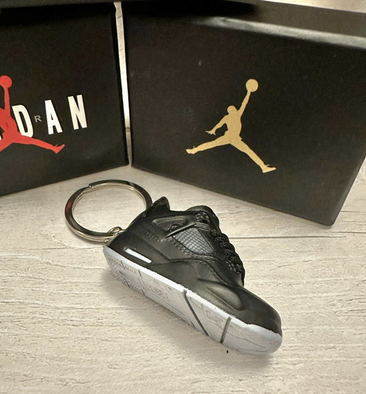 Mini Nike Jordan 4 3D Trainer sneaker Keyring Black Cats shoe Gift Box