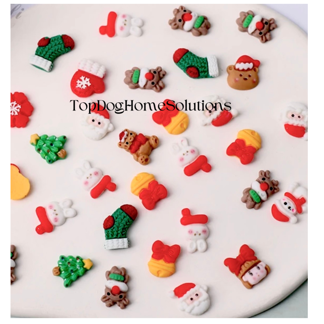 Mini Snowman Santa Rudolph Christmas tree FlatBack Embellishment Craft Cabachon