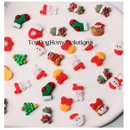 Mini Snowman Santa Rudolph Christmas tree FlatBack Embellishment Craft Cabachon