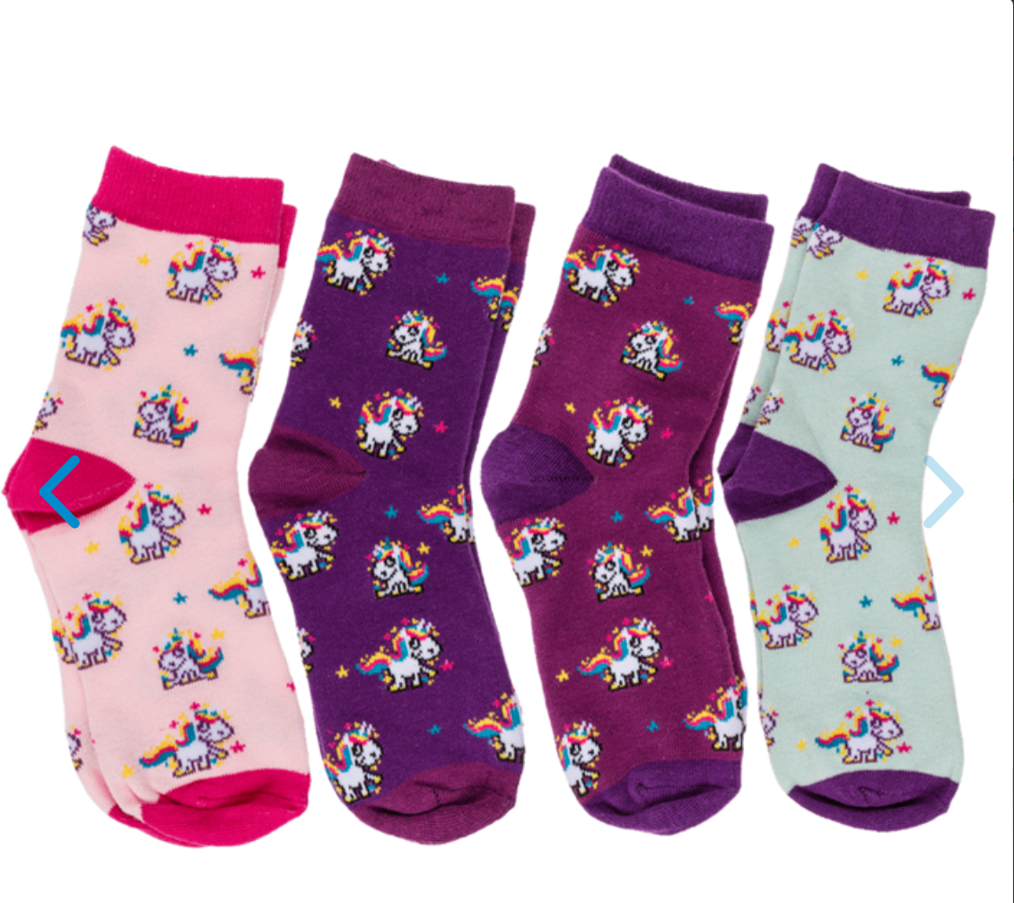 Unicorn Magic Flannel Socks Christmas Kids pair expanding travel Novelty Gift