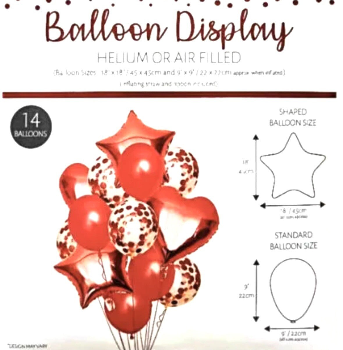 Christmas Heart Balloon Red Decoration Kit table display Self Inflate helium