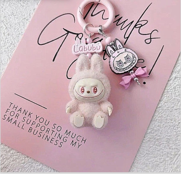 Handmade keyring La + bu bu Heart Charm Monster Pendant Kawaii Doll Keychain Bag