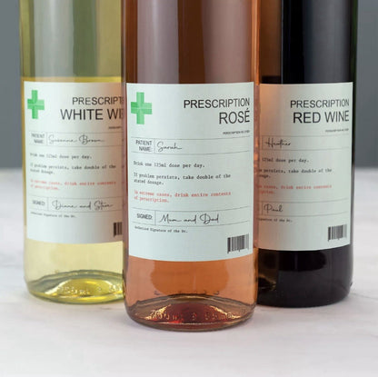 Christmas 3 Personalised Joke Prescription Wine Labels Red White Rose Novelty