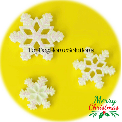 5 SNOWFLAKE CHRISTMAS GLITTER IRIDESCENT WHITE CARD RESIN EMBELLISHMENT CRAFTS