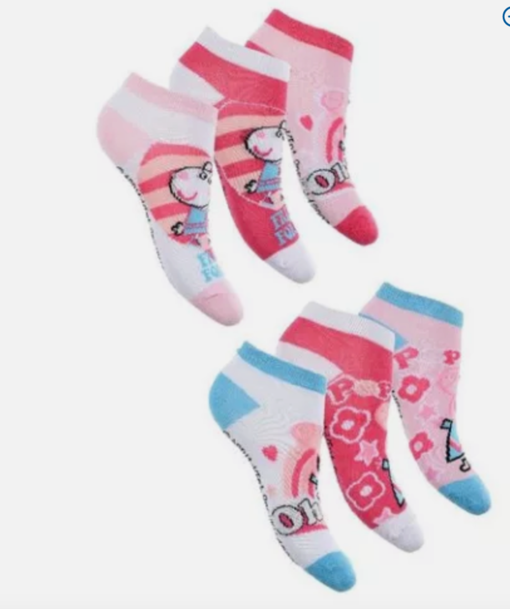3 Kids Peppa Pig Socks 6 8 9 11 12 trainer invisible secret socks Pk 3 Girl Boy