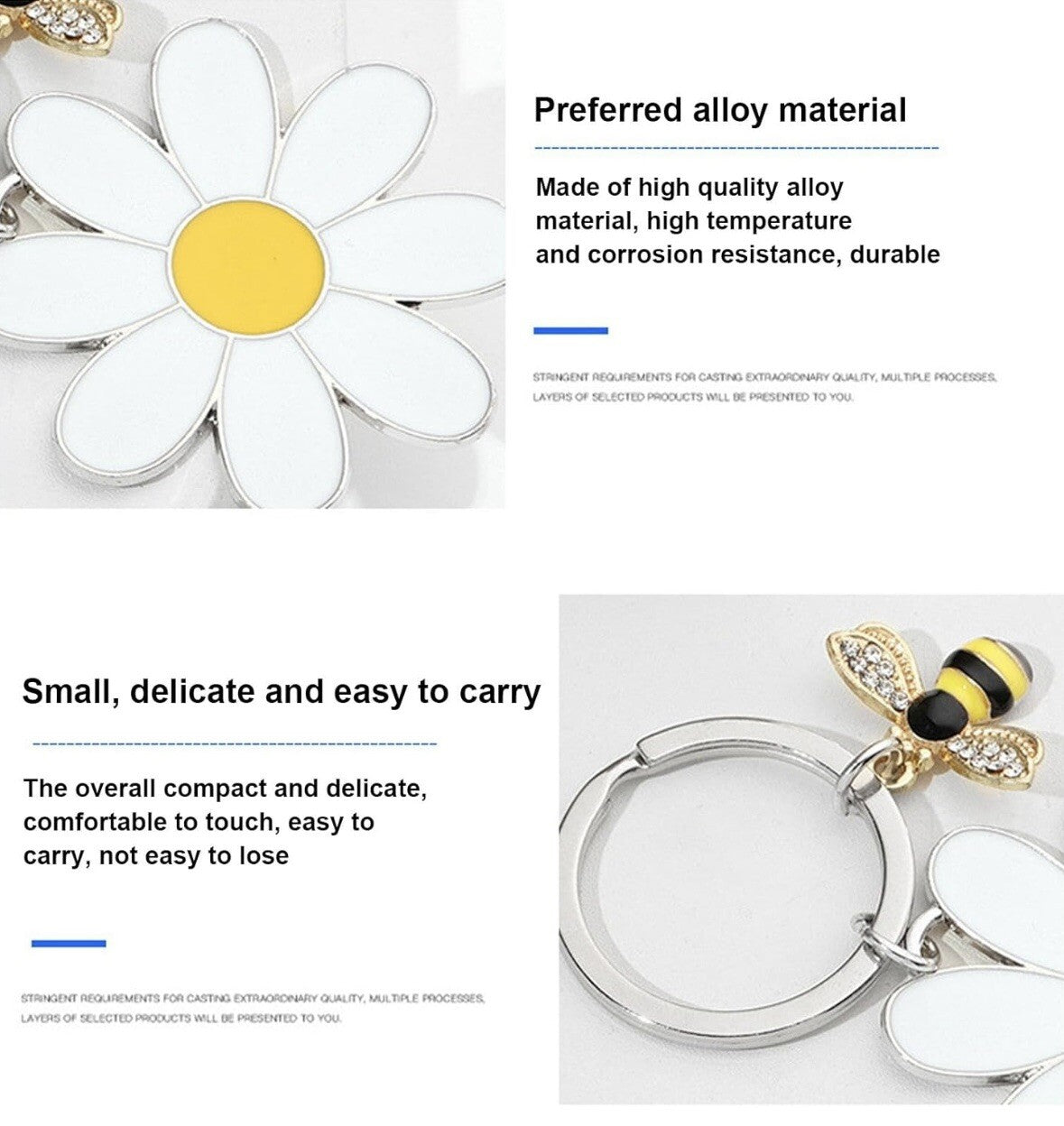 Flower Glitter Bee Daisy Keyring Pendant Charm Bag Car Keys Key Chain Gift Bag