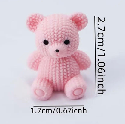 Mini Sitting Teddy Bear Figure Care Pink Brown Gift Love Cute Girlfriend Love
