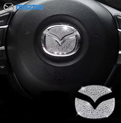 Car For Mazda Rhinestone Steering Wheel Center Emblem Trim Diamond Sticker Logo