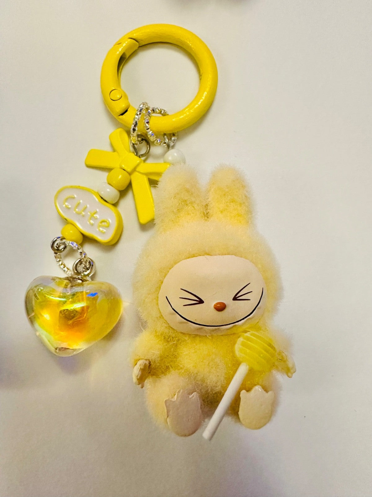 Monster lolipop La # Bu Keyring 3D Heart Charms Kawaii Doll Teddy Keychain Bag