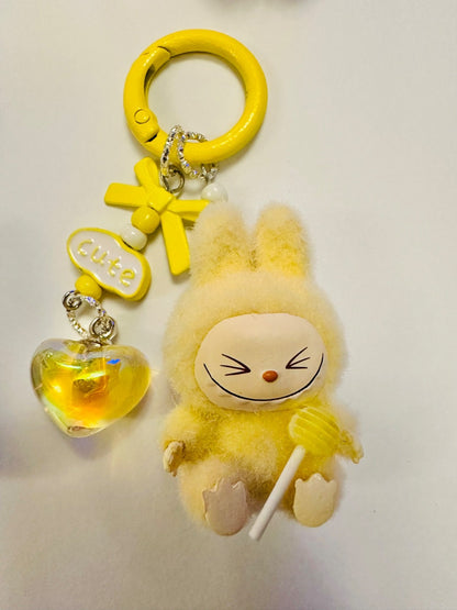 Monster lolipop La # Bu Keyring 3D Heart Charms Kawaii Doll Teddy Keychain Bag