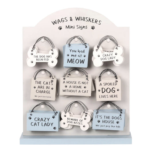 Wooden Dog Cat Hanging Sign Funny Mini Plaque Home Christmas Love Pet Gift