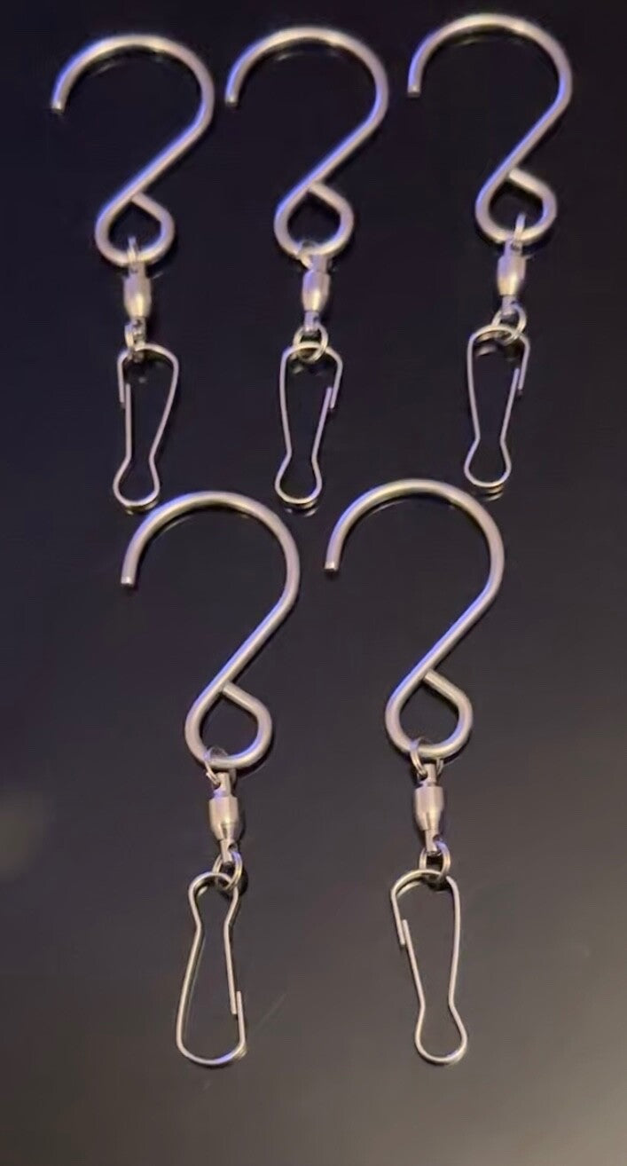 4 X Swivel S Hooks Clip Hanging Windchime Suncatcher Rotating Garden Bird Steel